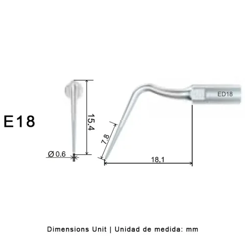 PUNTA INSERTO DTE ED18 PARA SATELEC, ENDODONCIA