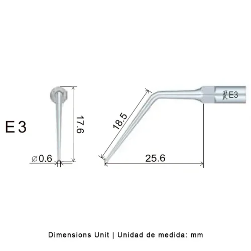 PUNTA INSERTO ED3 PARA SATELEC, ENDODONCIA
